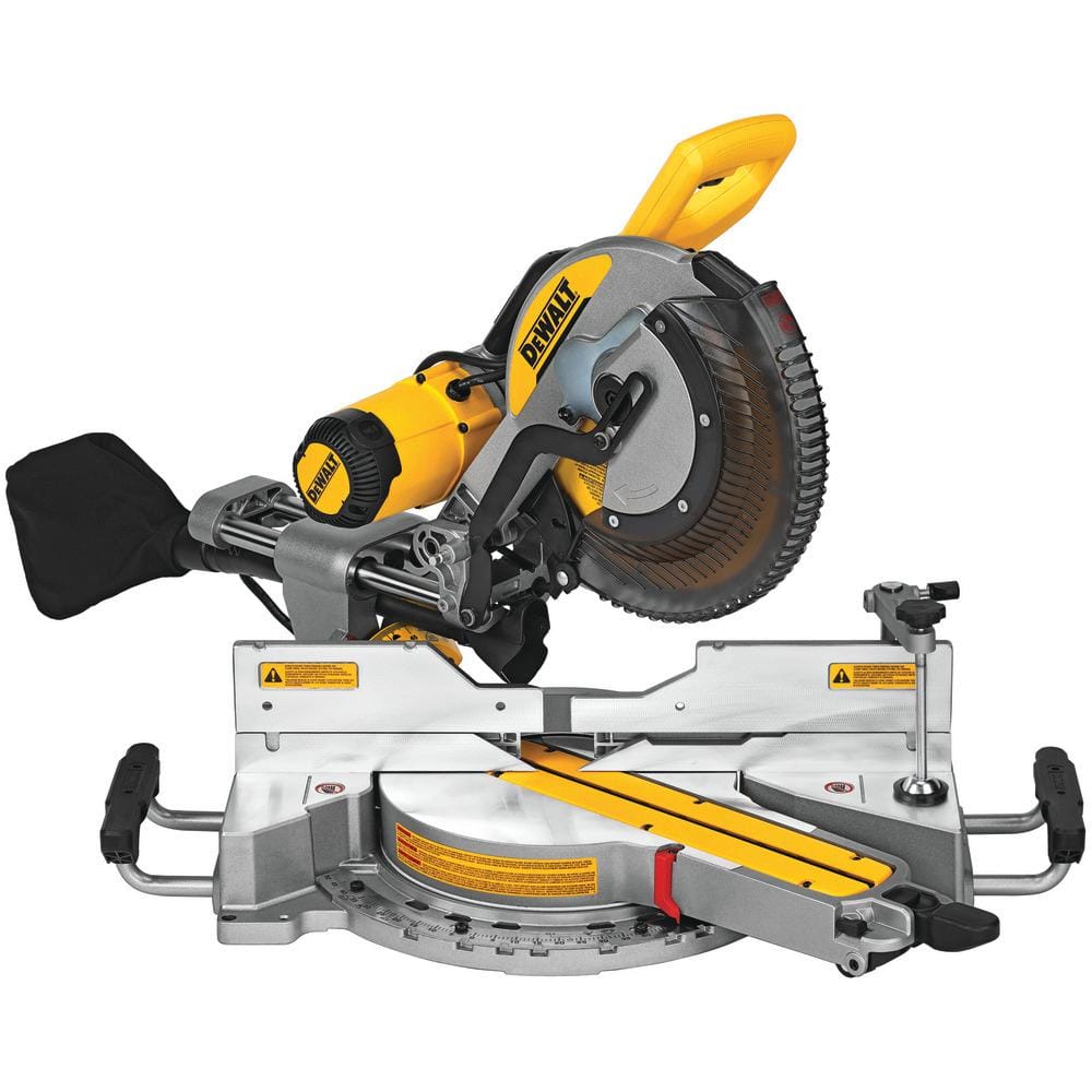 DEWALT 15 Amp Corded 12 in. Double Bevel Sliding Compound Miter Saw, Wrench & Clamp - $360