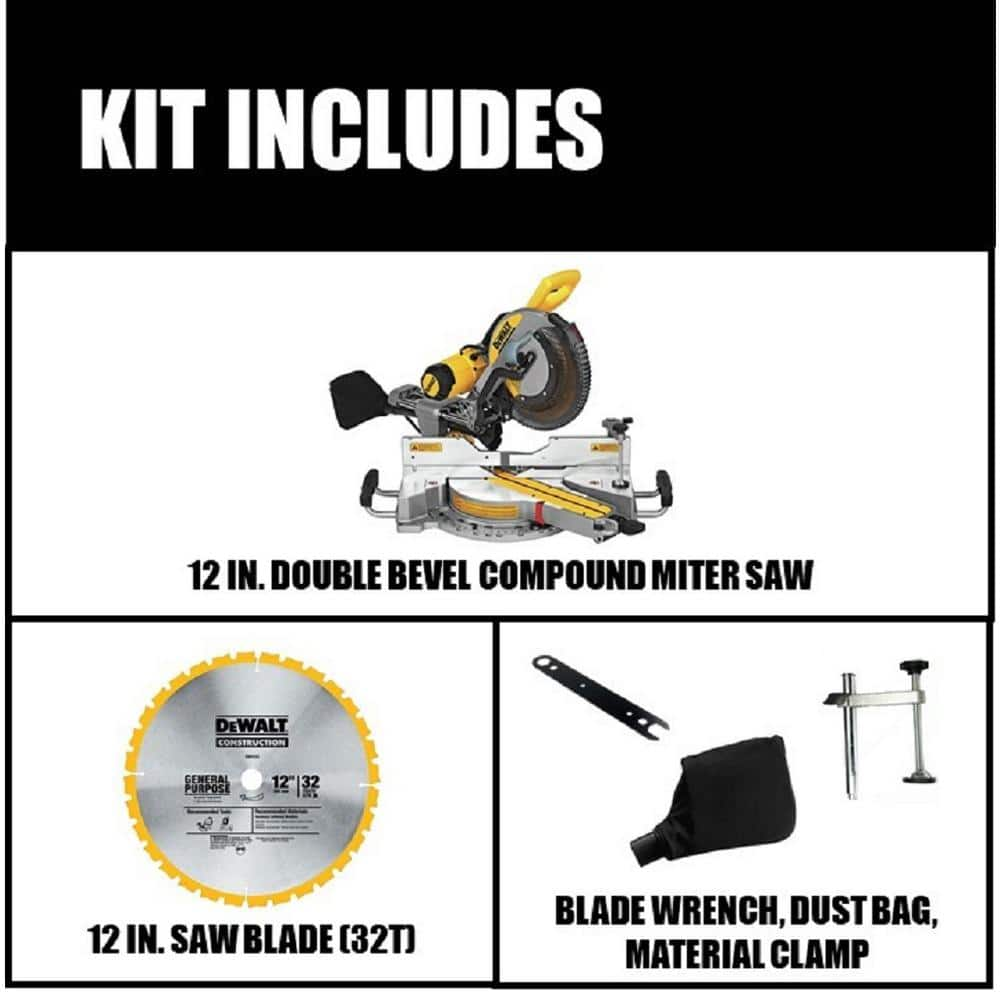 DEWALT 15Amp Corded 12in Double Bevel Sliding Compound MiterSaw