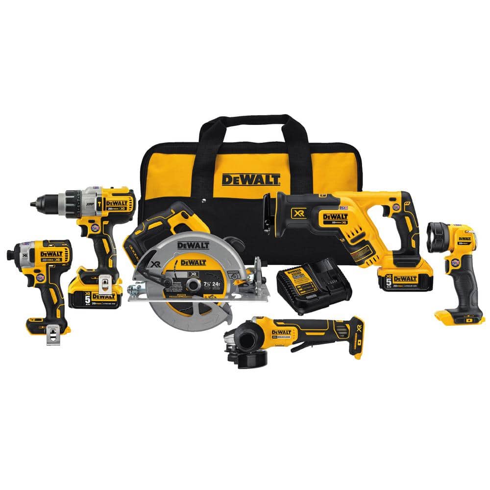 DEWALT 20V MAX Cordless 6 Tool Combo Kit with (2) 20V 5.0Ah Batteries and Charger - $520