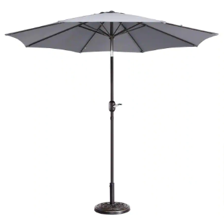 Villacera 9 ft. Aluminum Market Auto Tilt Patio Umbrella in Gray - $45