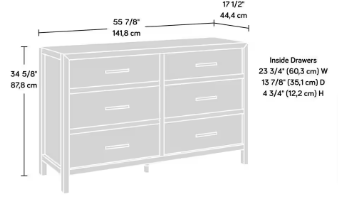 SAUDER Pacific View 6-Drawer Prime Oak Dresser - $260