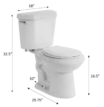 Glacier Bay 10 in. 2-Piece 1.28 GPF High Efficiency Single Flush Elongated Toilet - $120
