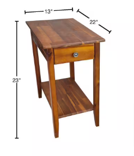 Solid Acacia Wood 23 in. Mahogany Recliner End Table - $55
