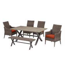 Brown Wicker Outdoor Patio Dining *Chairs and bench only no table, no cushions *- $400