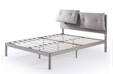 Zinus Avery Beige Queen Platform Bed with Reclining Headboard - $225