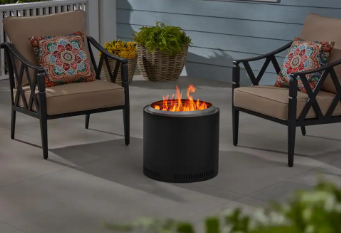 Hampton Bay 19 in. Outdoor Stainless Steel Wood Burning Fire Pit - $120