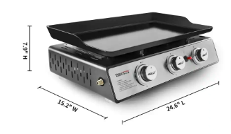 Royal Gourmet 24 in. 3-Burner Portable Table Top Propane Gas Grill Griddle in Black - $60