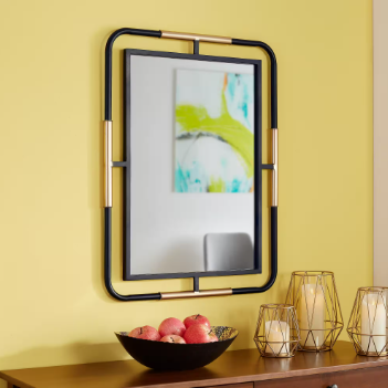 StyleWell Medium Rectangle Black & Gold Modern Accent Mirror - $60