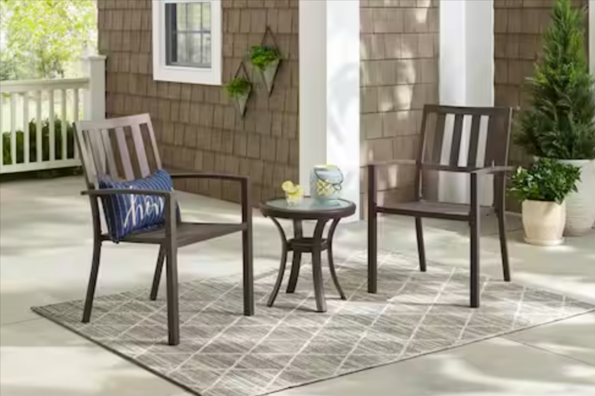 StyleWell Mix and Match Dark Taupe Steel Stackable Outdoor Chairs