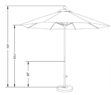 9 ft. White Aluminum Market Patio Umbrella with Fiberglass Ribs and Push Lift - $230