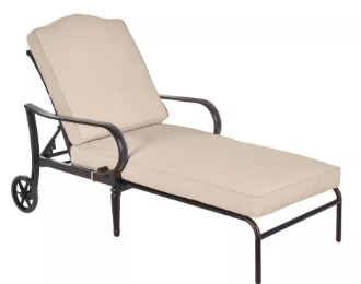 Hampton Bay Laurel Oaks Black Steel Outdoor Patio Chaise Lounge