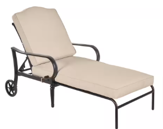 Hampton Bay Laurel Oaks Black Steel Outdoor Patio Chaise Lounge (Bare Cushion) - $200