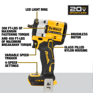 DEWALT ATOMIC 20V MAX Cordless 3/8 in.Variable Speed Impact Wrench (Tool Only) - $145