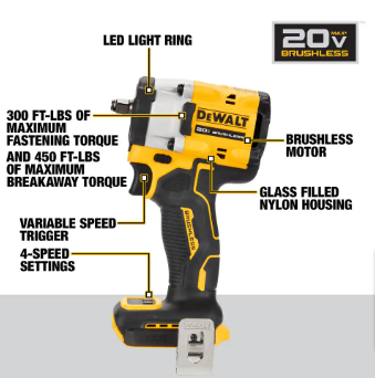 DEWALT ATOMIC 20V MAX Cordless 3/8 in.Variable Speed Impact Wrench (Tool Only) - $145