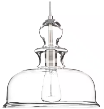 Staunton Collection 1-Light Brushed Nickel Pendant with Clear Glass - $120