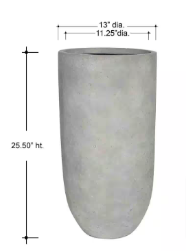25.5 in. Composite Tall Crucible Resin in Smooth Cement Decorative Pots - $45