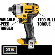 DEWALT 20V MAX Cordless 1/4 in. Impact Driver, 20V 1.3Ah Battery/Charger, and Bag - $135