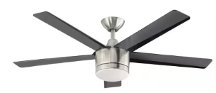 Merwry 52 in. Integrated LED Indoor Brushed Nickel Ceiling Fan with Light Kit - $70