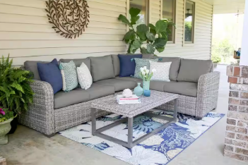 Forsyth 5-Piece Wicker Outdoor Sectional Seating Set with Gray Polyester Cushions - $1,500