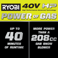 Ryobi - 40V HP Brushless Whisper Series 21 in. Cordless Snow Blower, (2) Batteries, Charger - $450