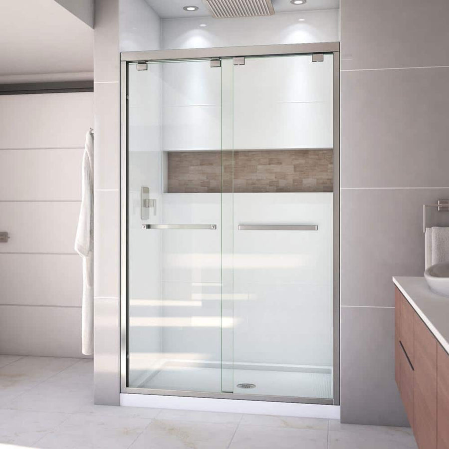 Encore 32 in. D x 48 in. W x 78.75 in. H Semi-Frameless Sliding Shower Door - $650