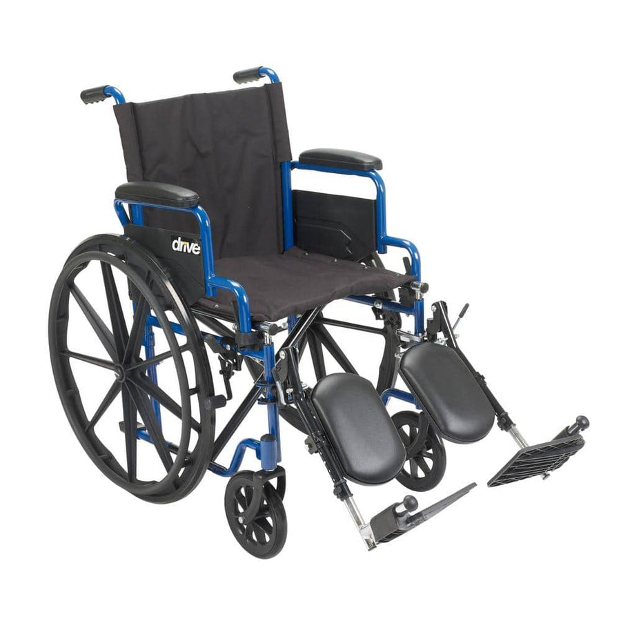 18 in. Blue Streak Wheelchair with Flip Back Desk Arms and Elevating Leg Rests - $85