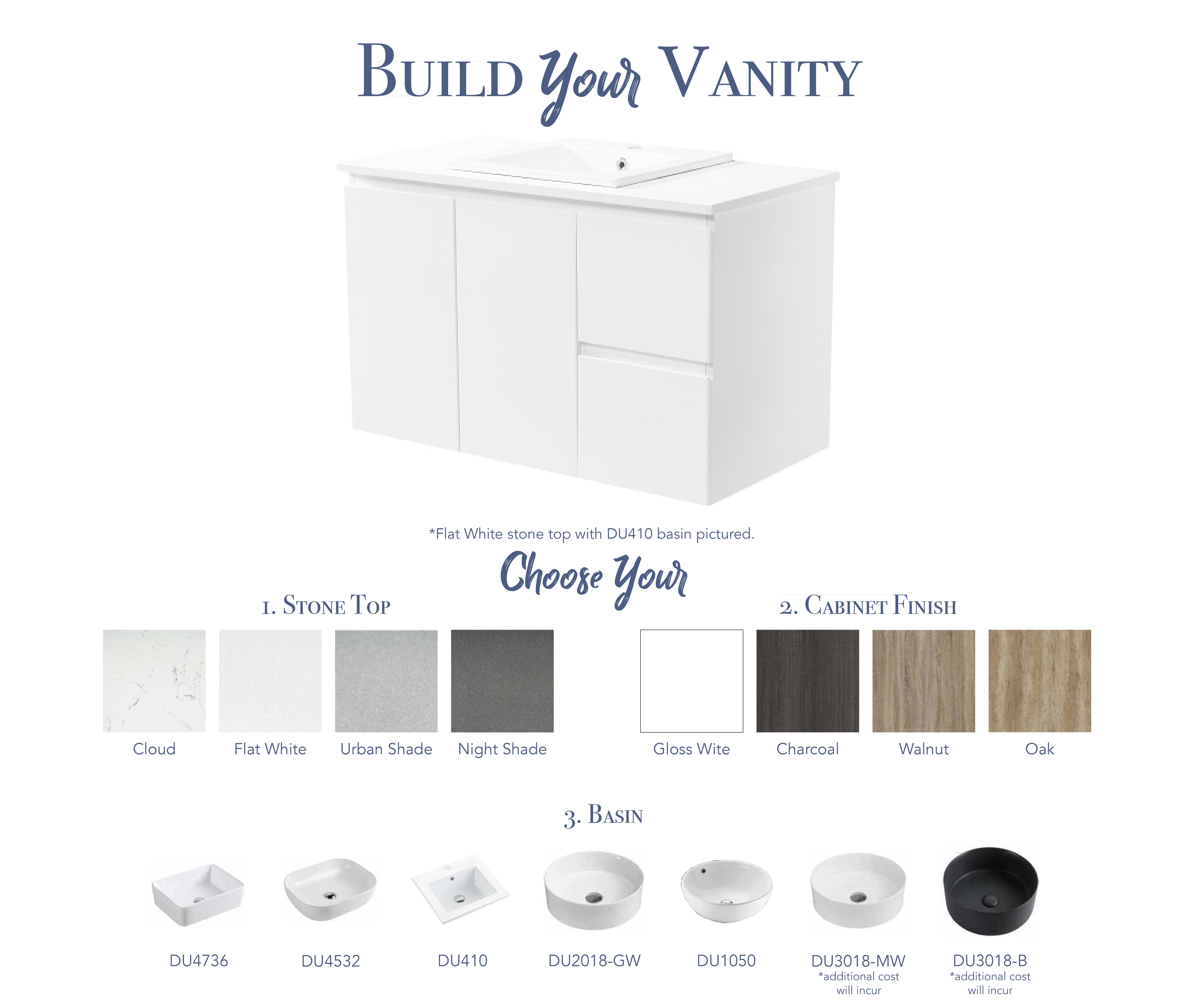 Denver 900mm Wall Hung Vanity (NO TOP)- $200