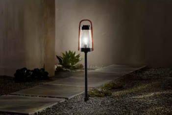 Oakman Low Voltage Black/Copper LED Path Light with Clear Water Glass - $25
