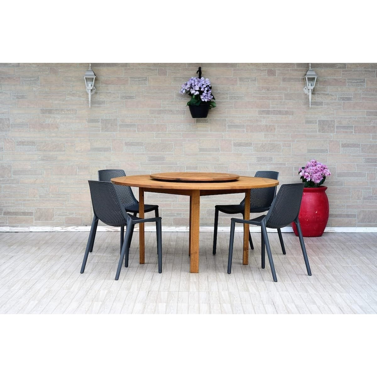 Amazonia Miami Patio Side Durable Outdoor and Indoor Resin Grey Chairs | Set of 4 - $195