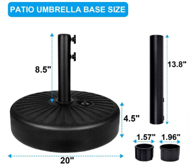 maocao hoom Plastic Patio Umbrella Base with Steel Holder in Black - $25