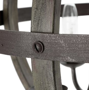 Keowee Collection 19.88 in. 4-Light Artisan Iron Orb Chandelier, Elm Wood Accents - $140