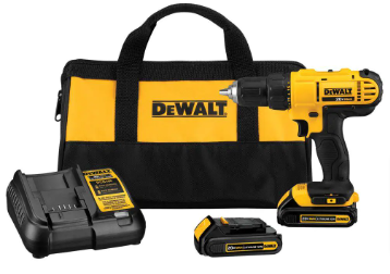 DEWALT 20V MAX Cordless 1/2 in. Drill/Driver, (2) 20V 1.3Ah Batteries, Charger and Bag - $110