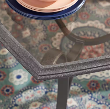 Ashbury Pewter 5-Piece Steel Padded Sling Square Glass Top Outdoor Dining Set - $300