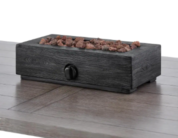 Hampton Bay 17.1 in. x 6.6 in. Rectangular Cement Gas Fire Pit Faux Wood Tabletop - $80