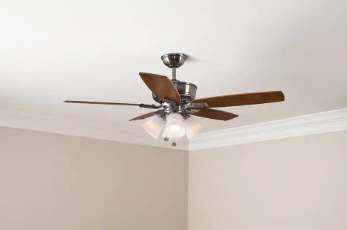 Hampton Bay Devron 52 in. LED Indoor Brushed Nickel Ceiling Fan - $60