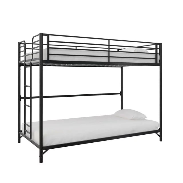 DHP Daven Easy Assembly Twin-over-Twin Metal Bunk Bed, Black - $115