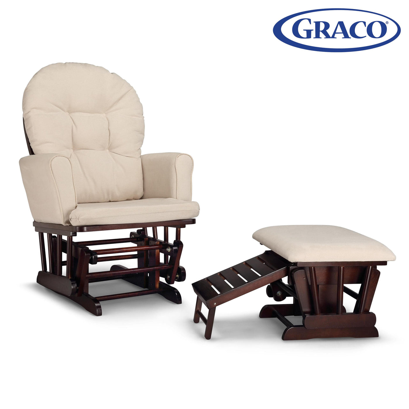 Graco Parker Espresso with Beige Semi-Upholstered Glider and Nursing Ottoman - $135