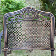 Golden Bronze Cast Aluminum Patio Outdoor Stackable Dining Chairs (Chairs Only) - $350