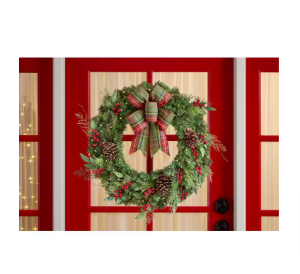 Home Accents Holiday 30 in. Woodmoore Pre-Lit LED Wreath - $30