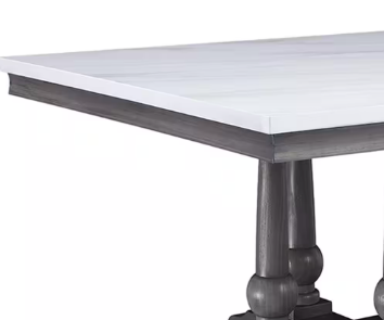 Yabeina Collection 73270 48" Dining Table with Marble Top, in Gray Oak Finish - $655