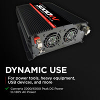 Schumacher DC to AC Power Inverter with 120V AC Outlets and USB Ports - 3000 Watts - $275