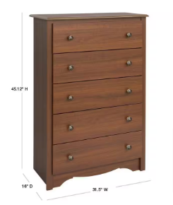 Prepac Monterey 5-Drawer Cherry Chest - $130