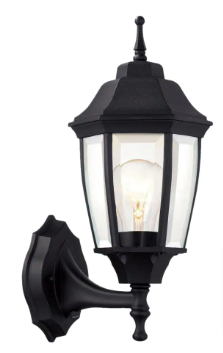 Hampton Bay 14.5 in. Black Dusk to Dawn Decorative Outdoor Wall Lantern - $30