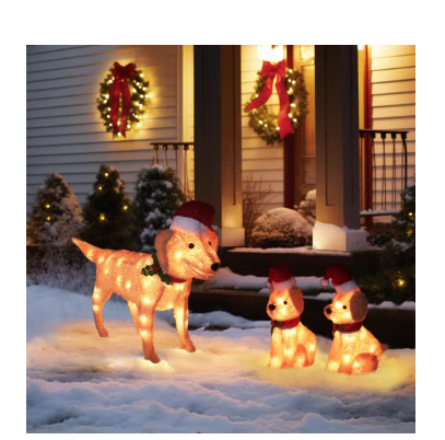 VEIKOUS 23.6 in. H Light Dog Family Christmas Holiday Yard Decoration (3-Piece) - $50