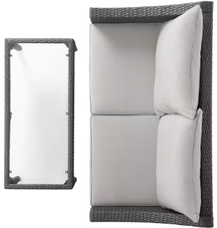 Antibes Grey 2-Piece Wicker Patio Conversation Set with Silver Cushions - $230