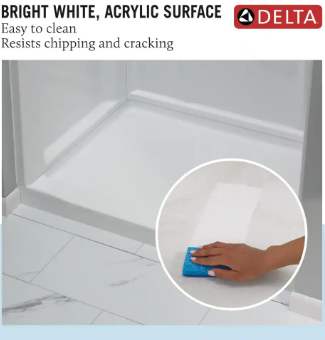 Delta Classic 500 32 in. L x 32 in. W Alcove Shower Pan Base with Center Drain - $125