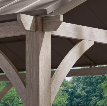 Hampton Bay Lindmoore 11 ft. x 13 ft. Taupe Pitched Roof Hard Top Gazebo - $1000