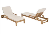 Orleans Eucalyptus Wood Outdoor Chaise Lounge (x1), Almond Cushions - $200