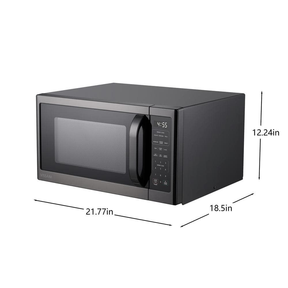 Vissani Black Stainless Steel 1,100 Watt Countertop Microwave (Slightly USED) - $70