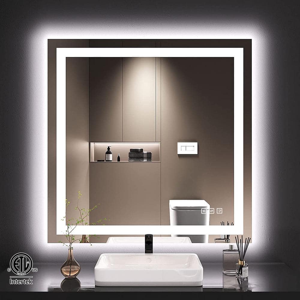 TOOLKISS 36 in. W x 36 in. H Rectangular Frameless LED Bathroom Vanity Mirror - $130